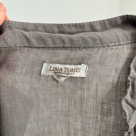Lina Tomei Linen Dress Made in Italy 100% Linen Women's Size Medium - Picture 3 of 5